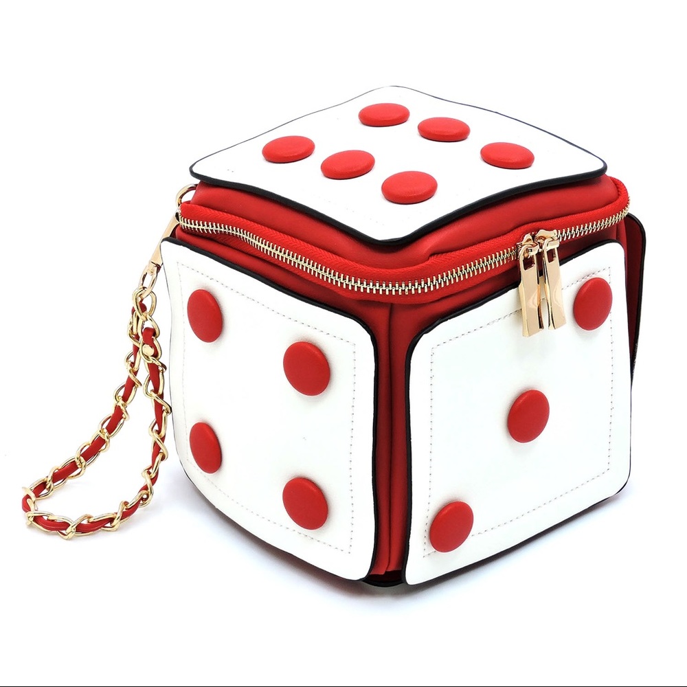 Red dice crossbody bag clutch wristlet